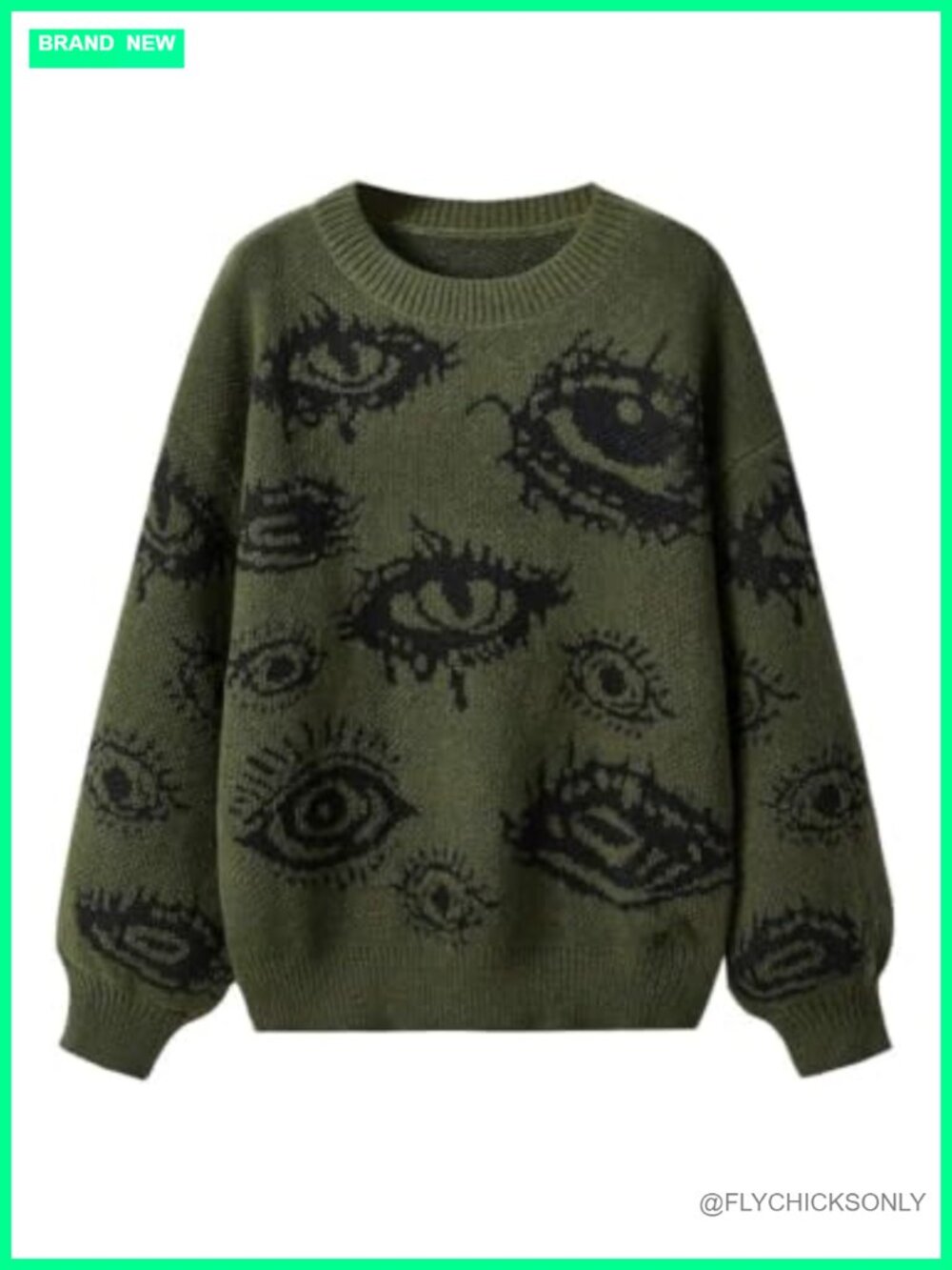 SKAYS Crewneck Pullover Cropped Sweater Goth Punk Y2K Graphic Long Sleeve Top